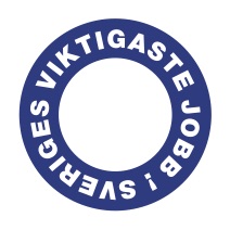 Exempel på ringar med texten Sveriges viktigaste jobb på blå bakgrund